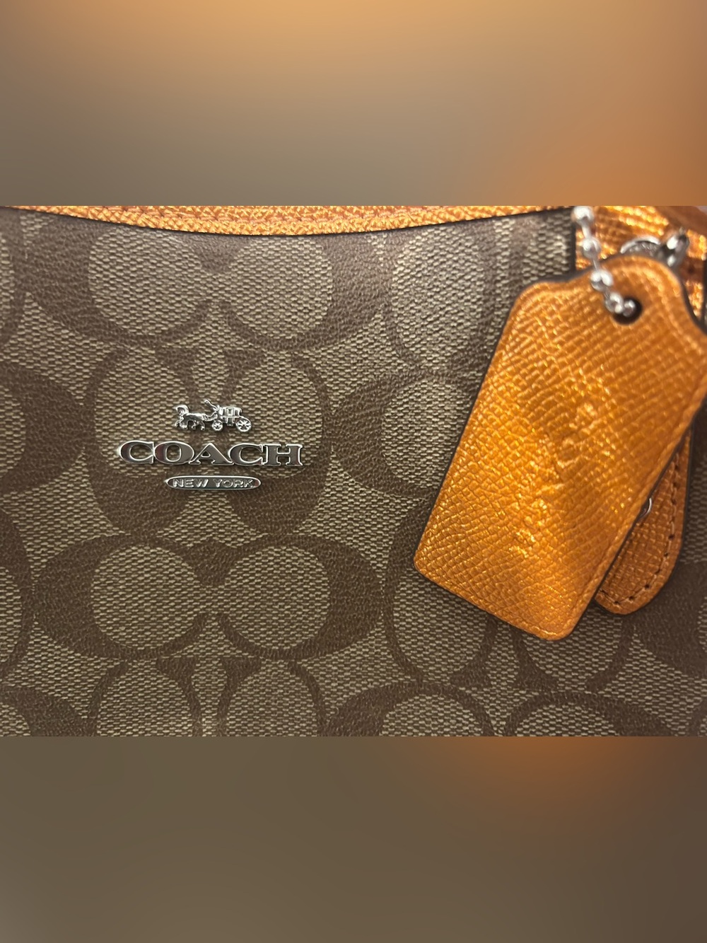 Coach Brown Signature Canvas Tote with Oran Leather Trim & Matching Wallet Pouch - Picture 2 of 11